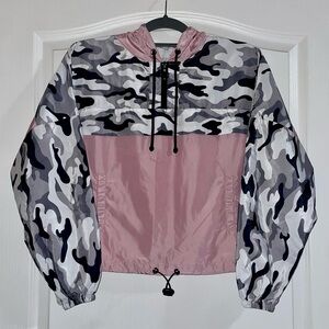 Pink Camo Hooded Windbreaker Jacket XS